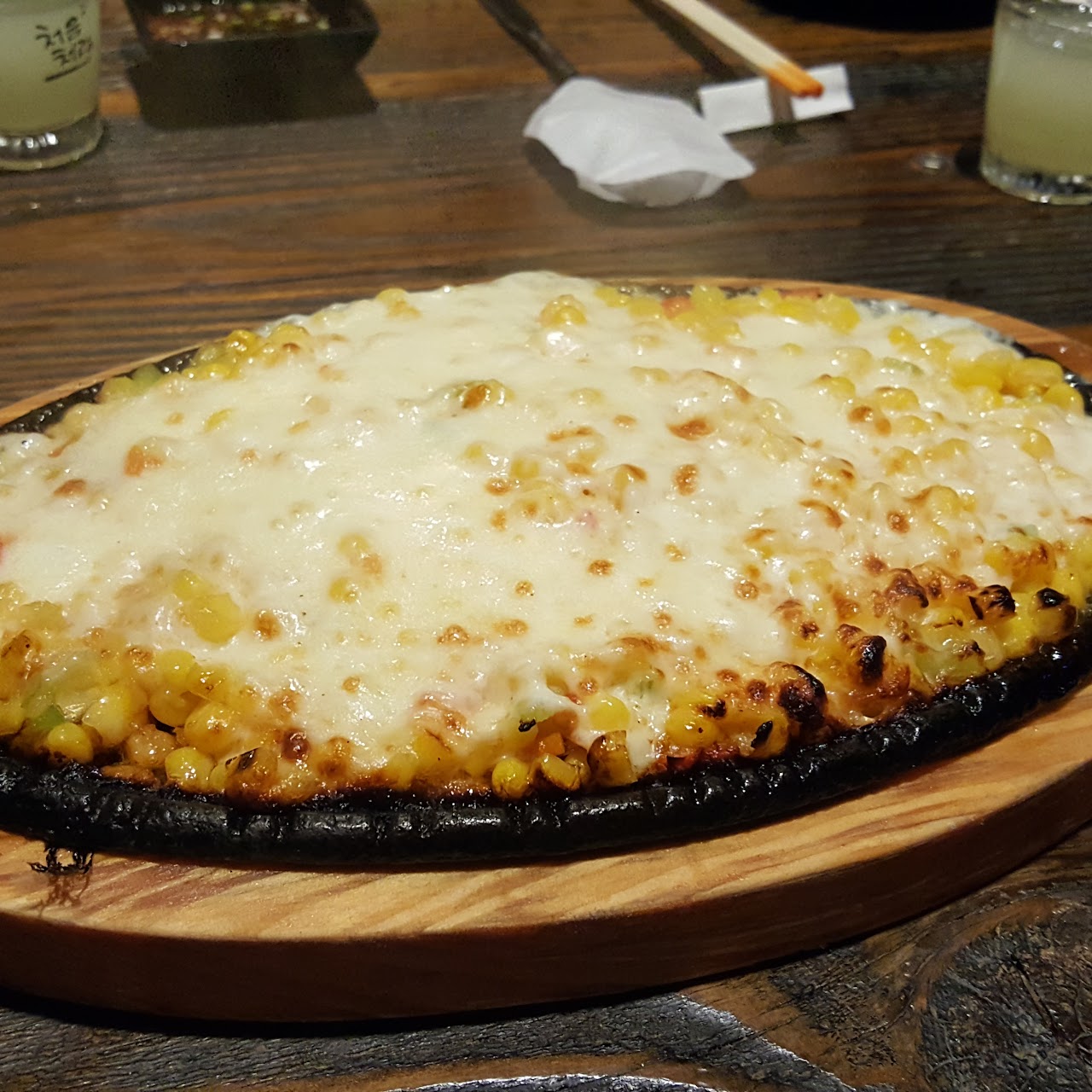 Sizzling cheese corn at Dae Bak
