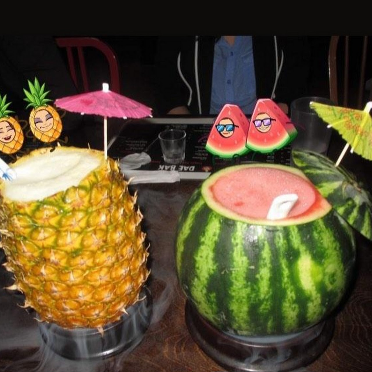 Pineapple and watermelon fruit soju cocktails